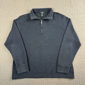 Calvin Klein‎ 1/4 Zip Sweater Men's Large Blue Preppy Knit Pullover Boxy Fit